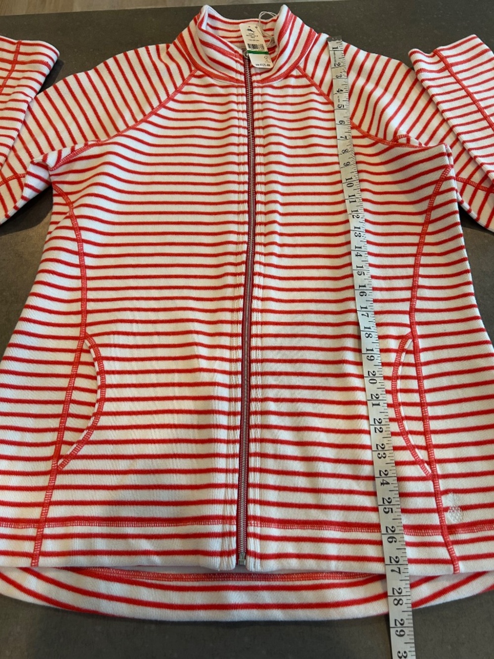 NWT Tommy Bahama New Aruba Full Zip Stripe Poppy Red Sz L - Picture 6 of 7